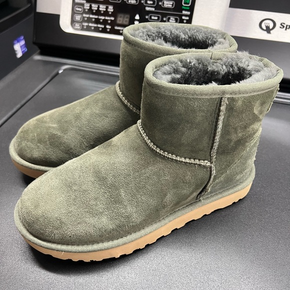 UGG Olive Green Suede Slip-On Boots - Picture 1 of 7